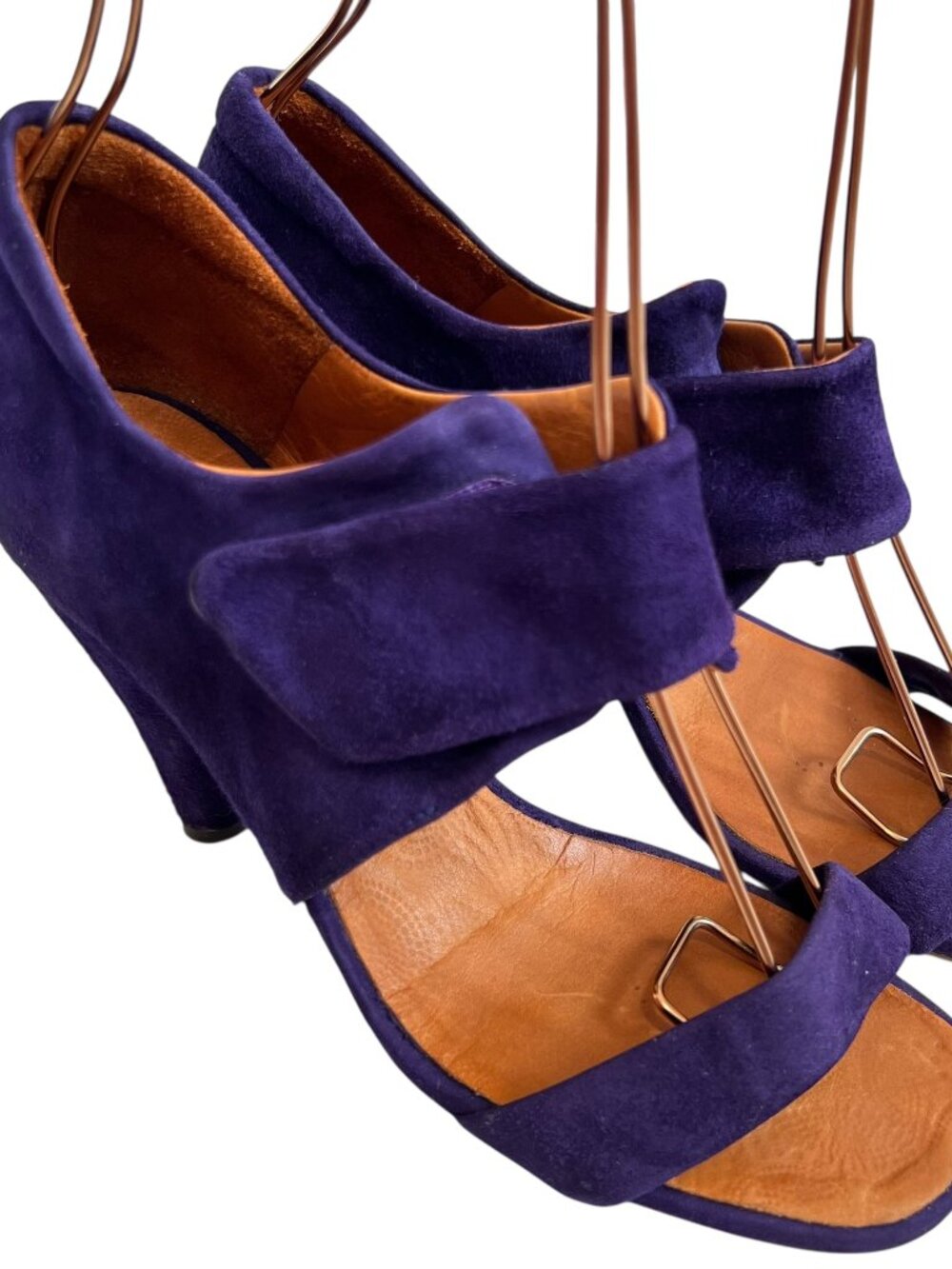 Chie Mihara high heels purple suede ankle strap 37 7 sandals